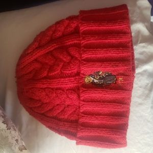 Red knit polo hat